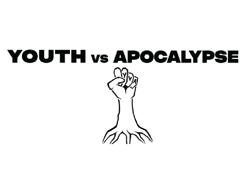 black and white logo for Youth versus Apocalypse